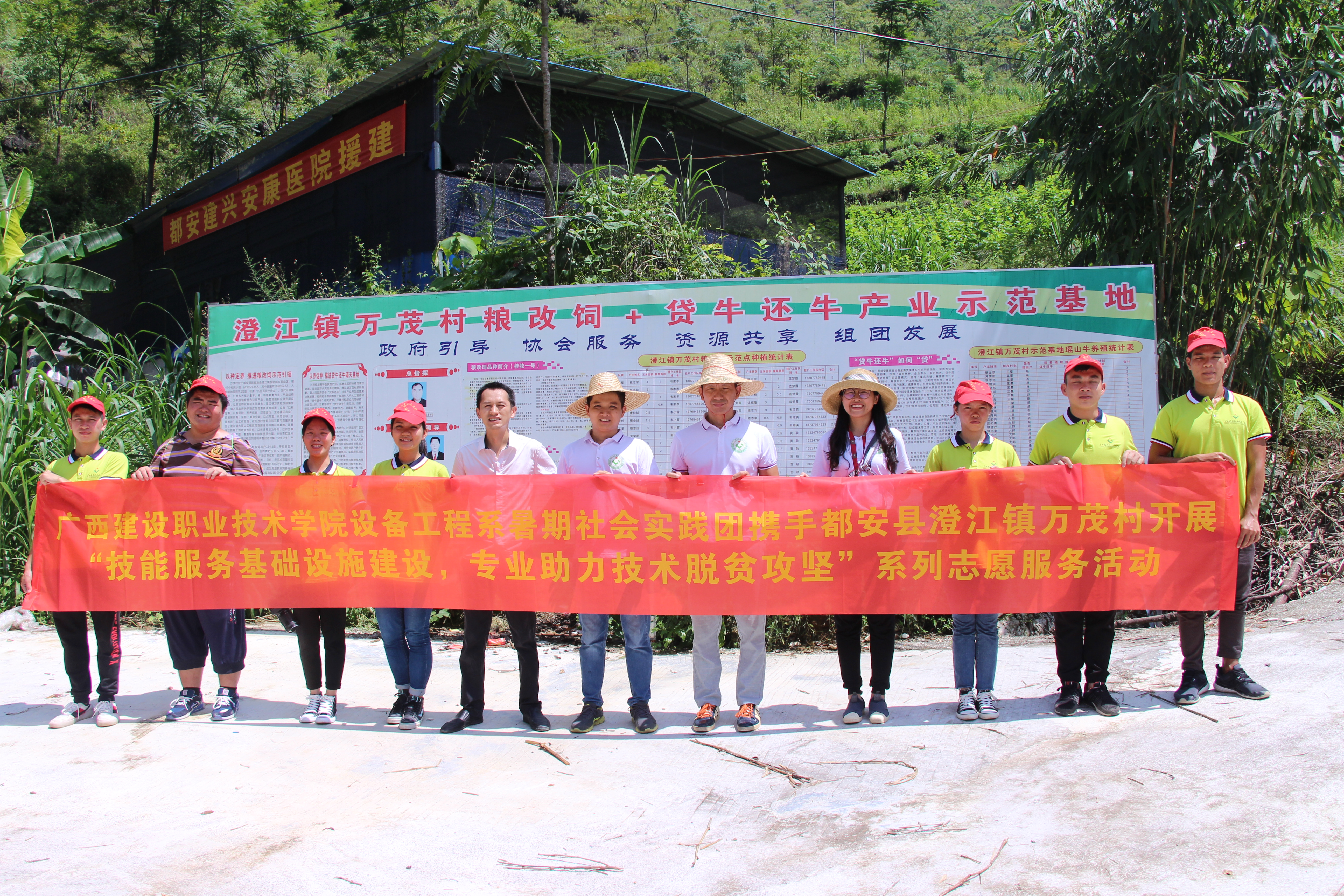 实践团队成员在“贷牛还牛”产业示范基地合影留念